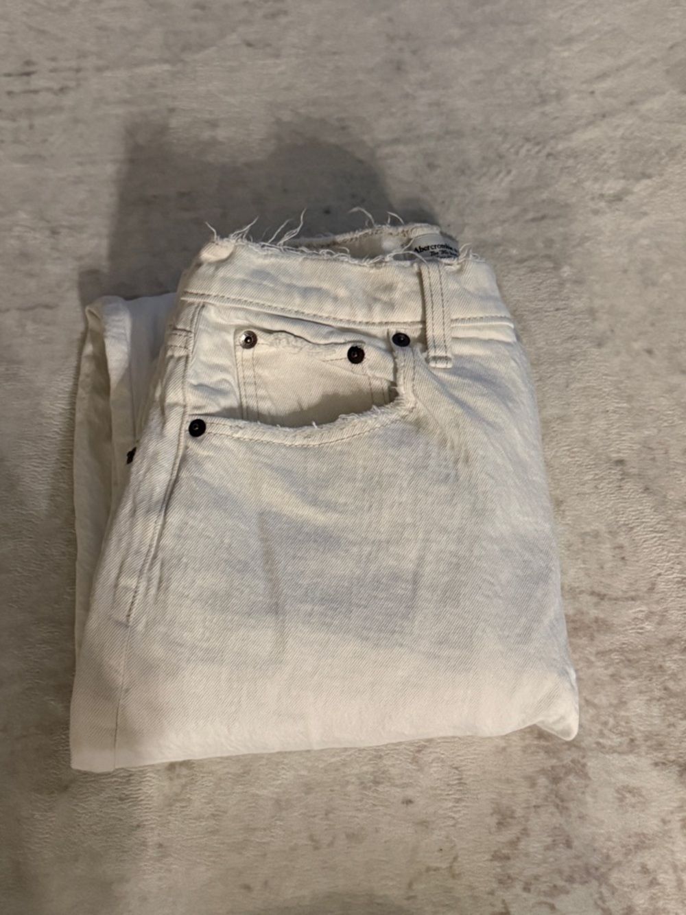 Abercrombie & Fitch Off-White High-Rise Straight Jeans
